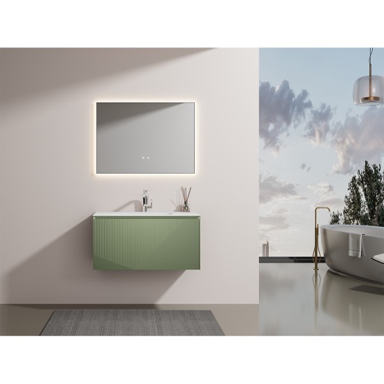 900mm Green Plywood Wall Hung Vanity with Marble Basin 900mm Green Plywood Wall Hung Vanity with Marble Basin